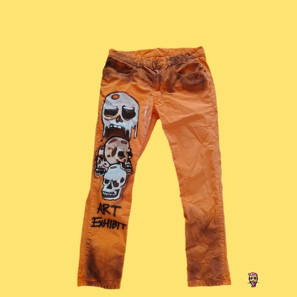 Orange Art Exhibit Men's Relaxed Jeans
